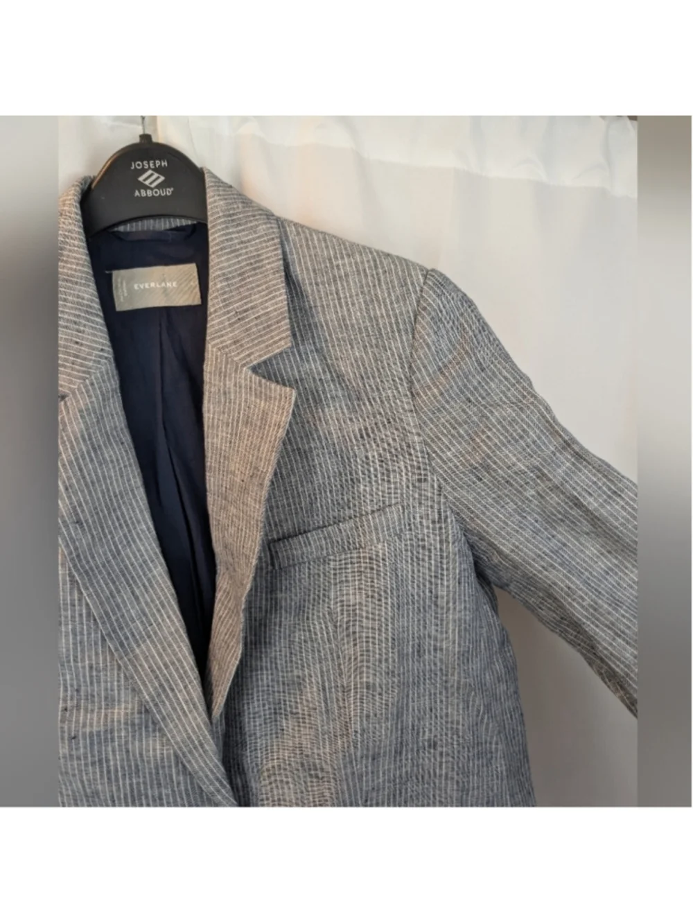 Everlane 100% Linen Blazer Jacket Striped Navy Lined Oversized Size 4 new no tag